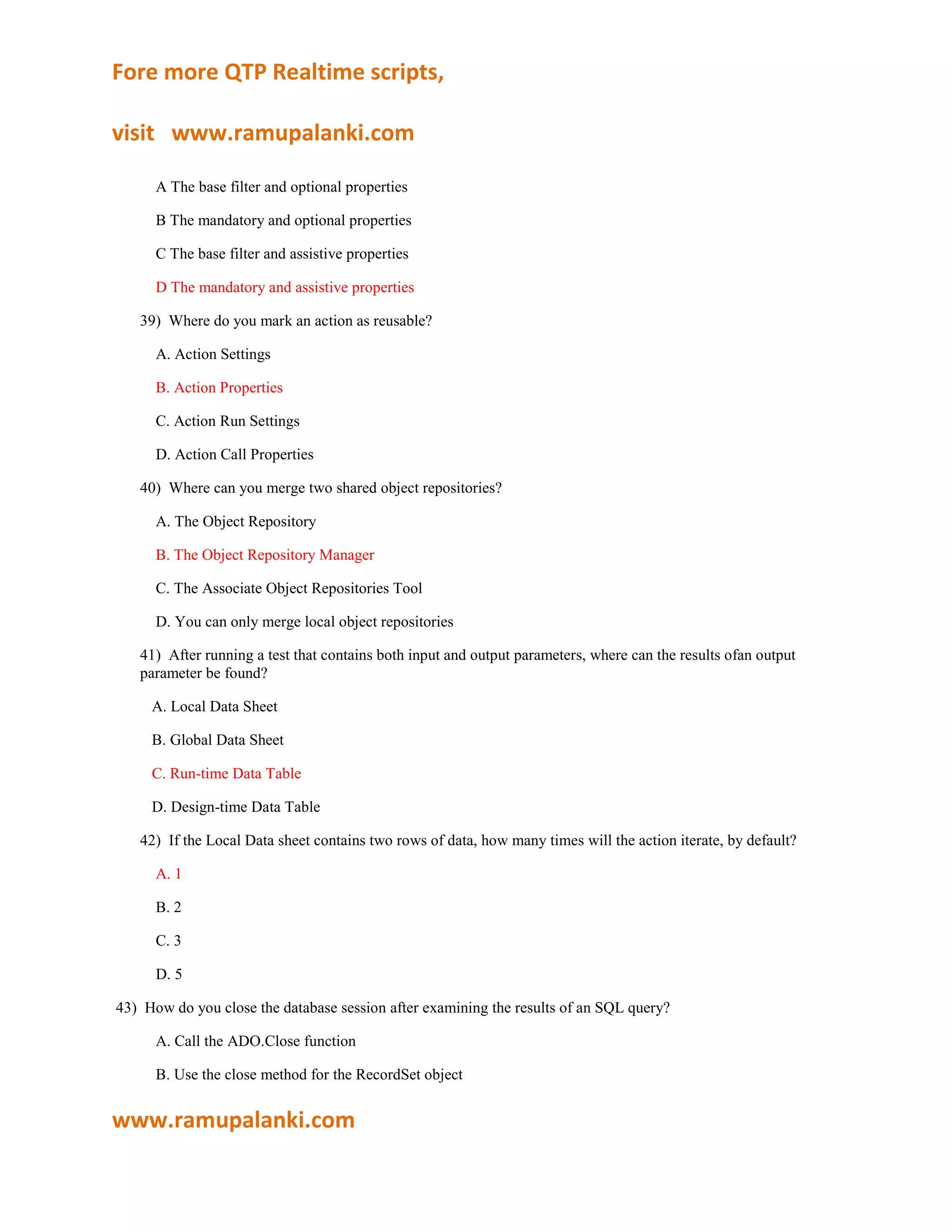 Qtp certification questions