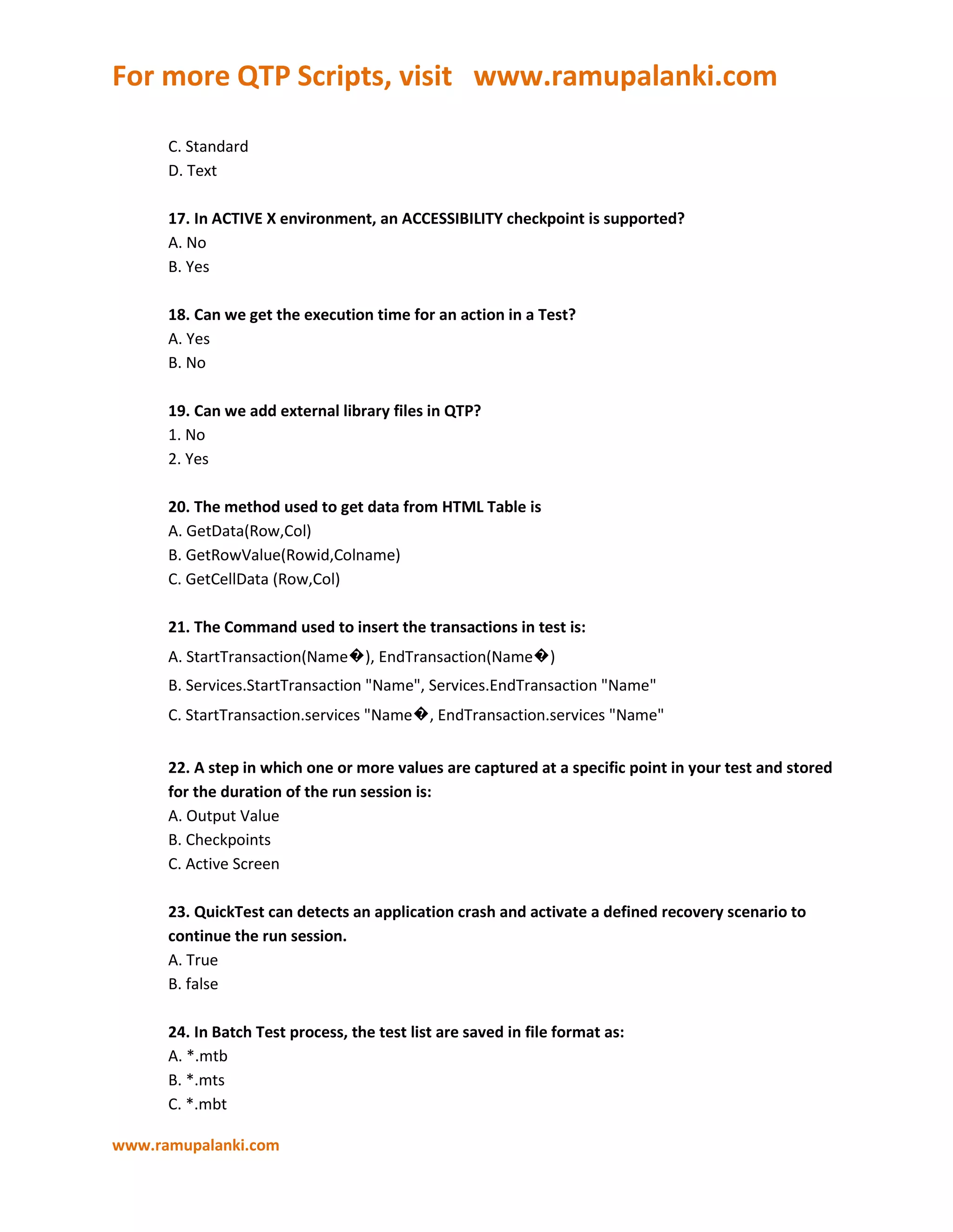 Qtp certification questions and tutorial