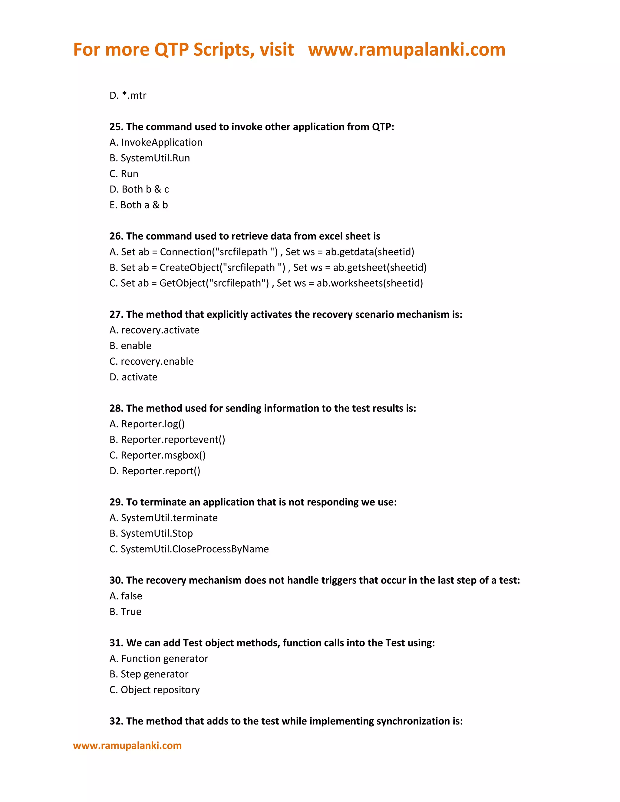 Qtp certification questions and tutorial