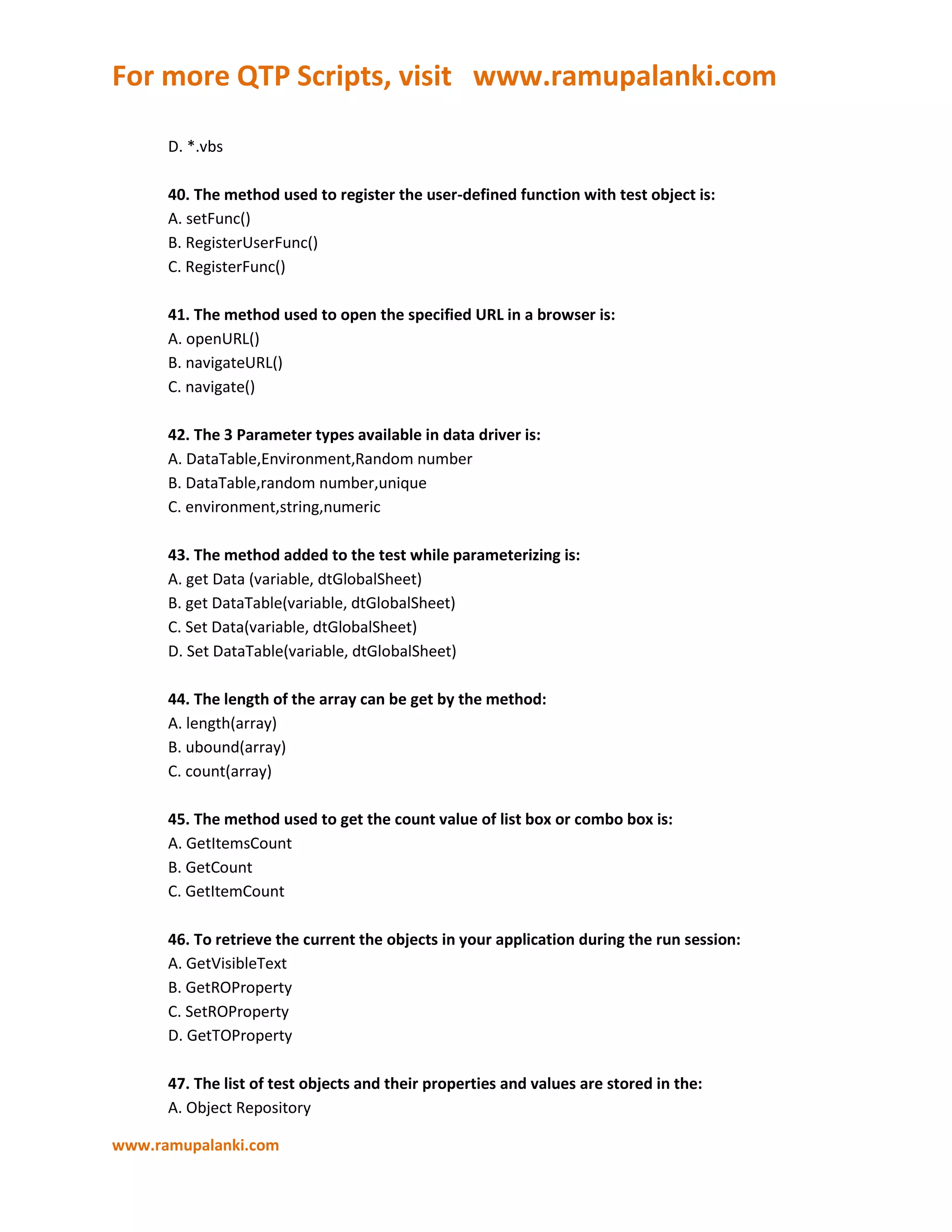 Qtp certification questions and tutorial