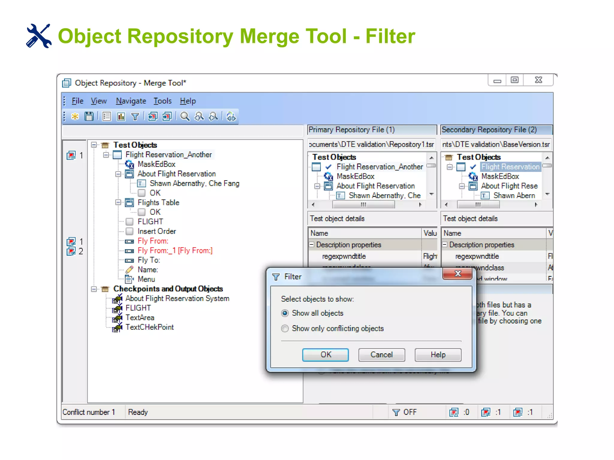 Object Repository Merge Tool - Filter
 