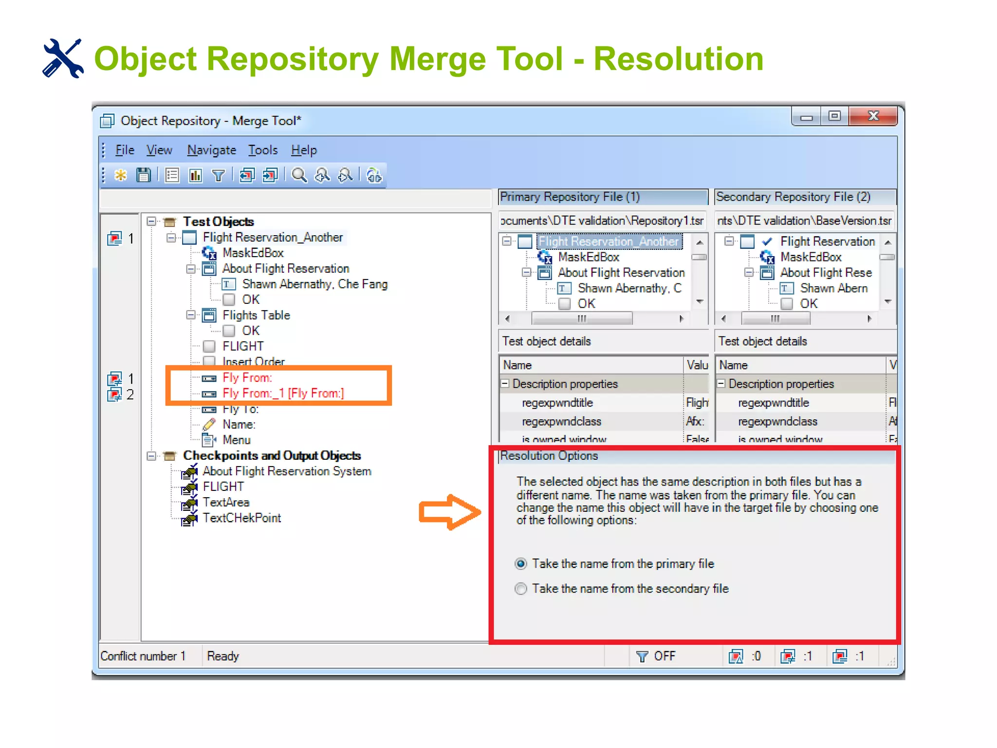 Object Repository Merge Tool - Resolution
 
