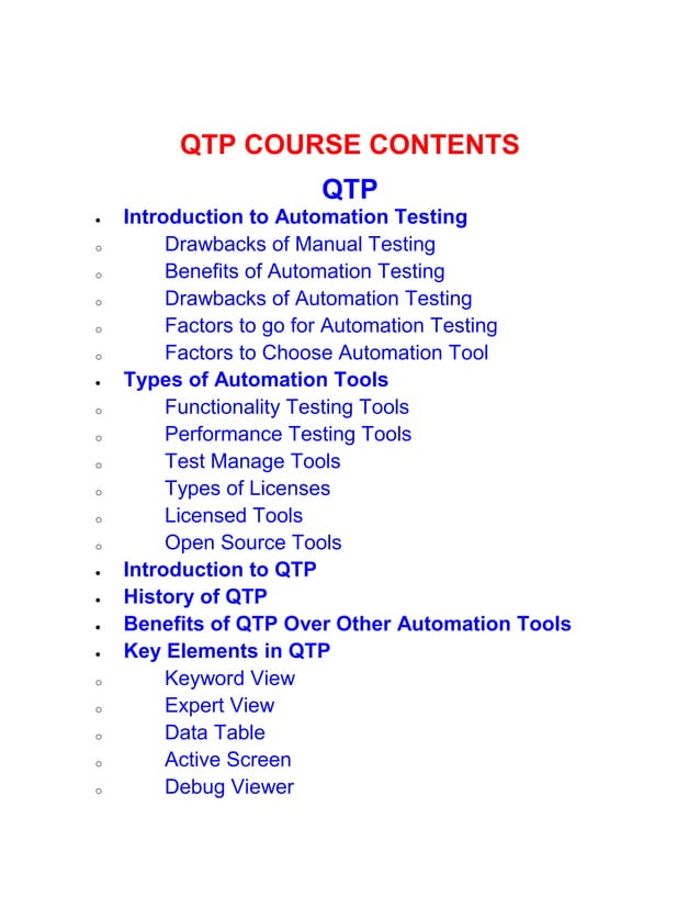 Qtp testing syllabus | PDF
