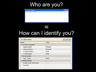 Who are you? = How can I identify you? 