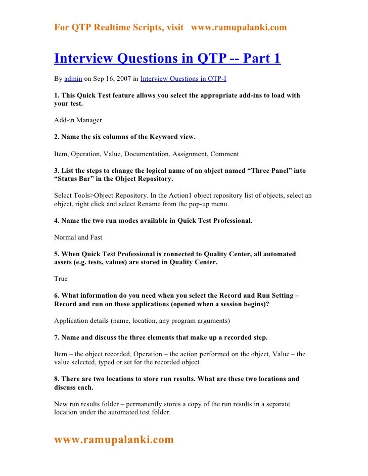 qtp automation tool interview questions