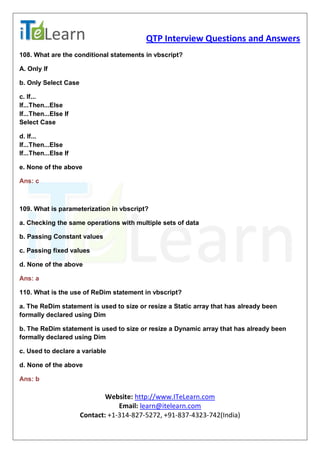 Qtp interview questions and answers | PDF