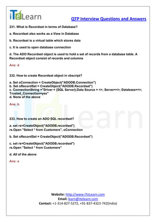 Qtp interview questions and answers | PDF