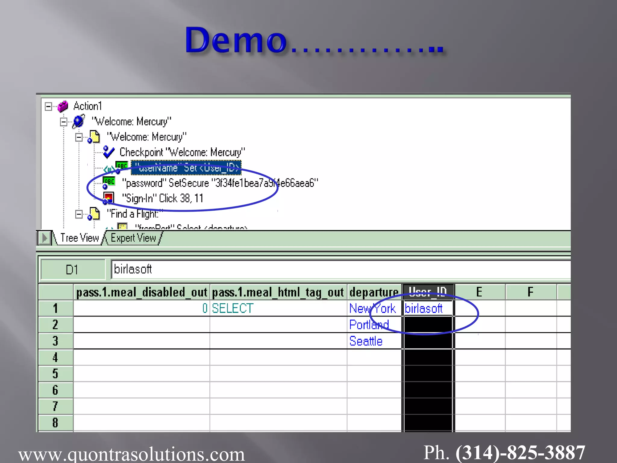 How to provide the data to the respective
Parameter through Tree View
www.quontrasolutions.com Ph. (314)-825-3887
 