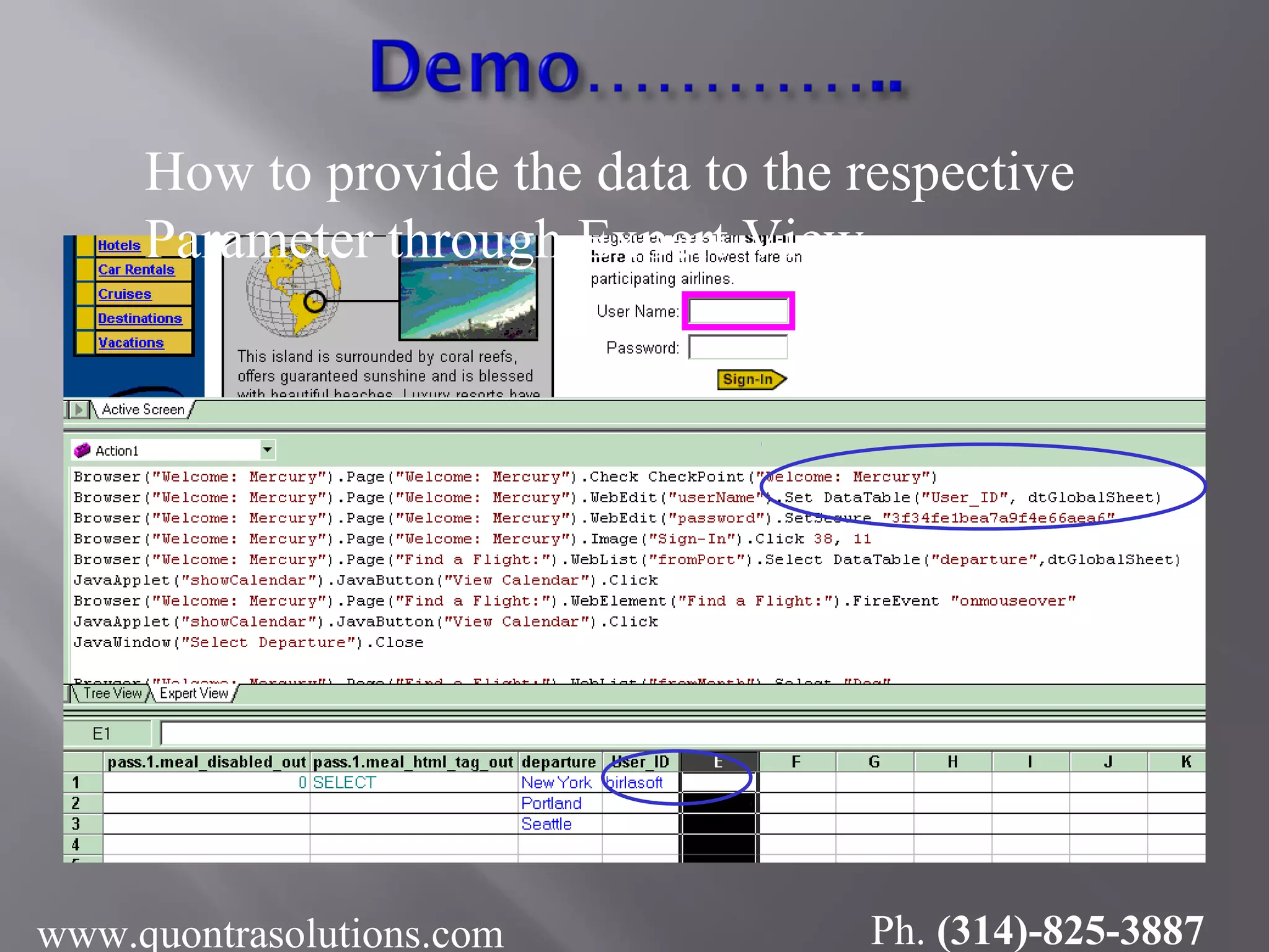 How to provide the data to the respective
Parameter through Expert View
www.quontrasolutions.com Ph. (314)-825-3887
 