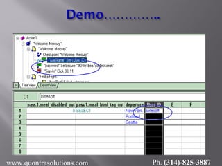 How to provide the data to the respective
Parameter through Tree View
www.quontrasolutions.com Ph. (314)-825-3887
 