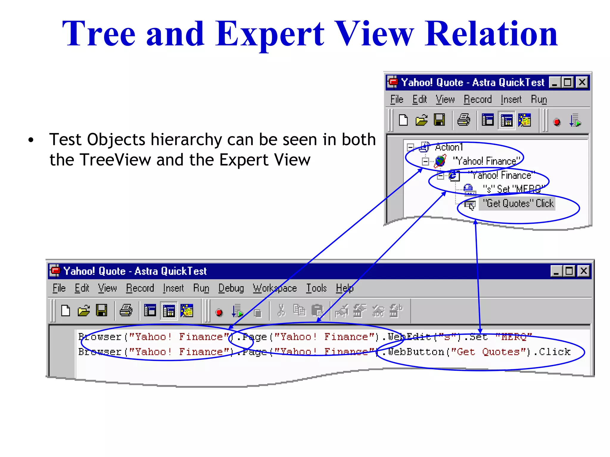 Tree and Expert View Relation Test Objects hierarchy can be seen in both the TreeView and the Expert View 