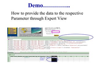 Demo………….. How to provide the data to the respective Parameter through Expert View 