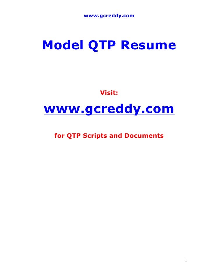 qtp resumes