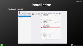 October 5, 2018
9
Installation
 Visual studio extension
 