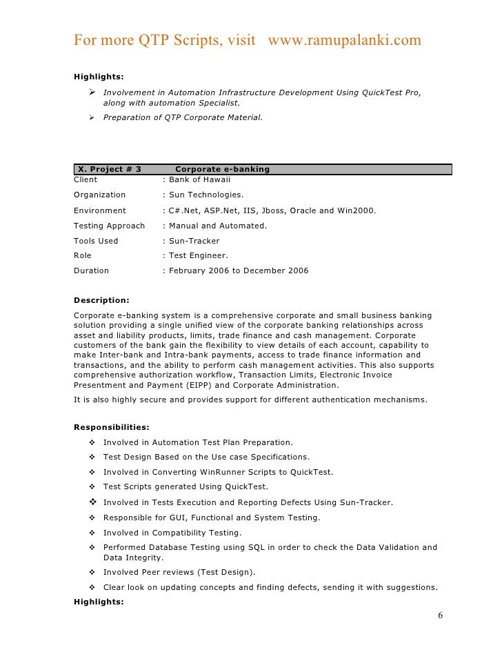 qtp resume
