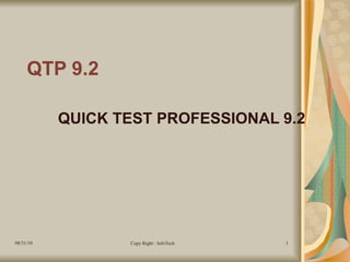 QTP 9.2 QUICK TEST PROFESSIONAL 9.2   