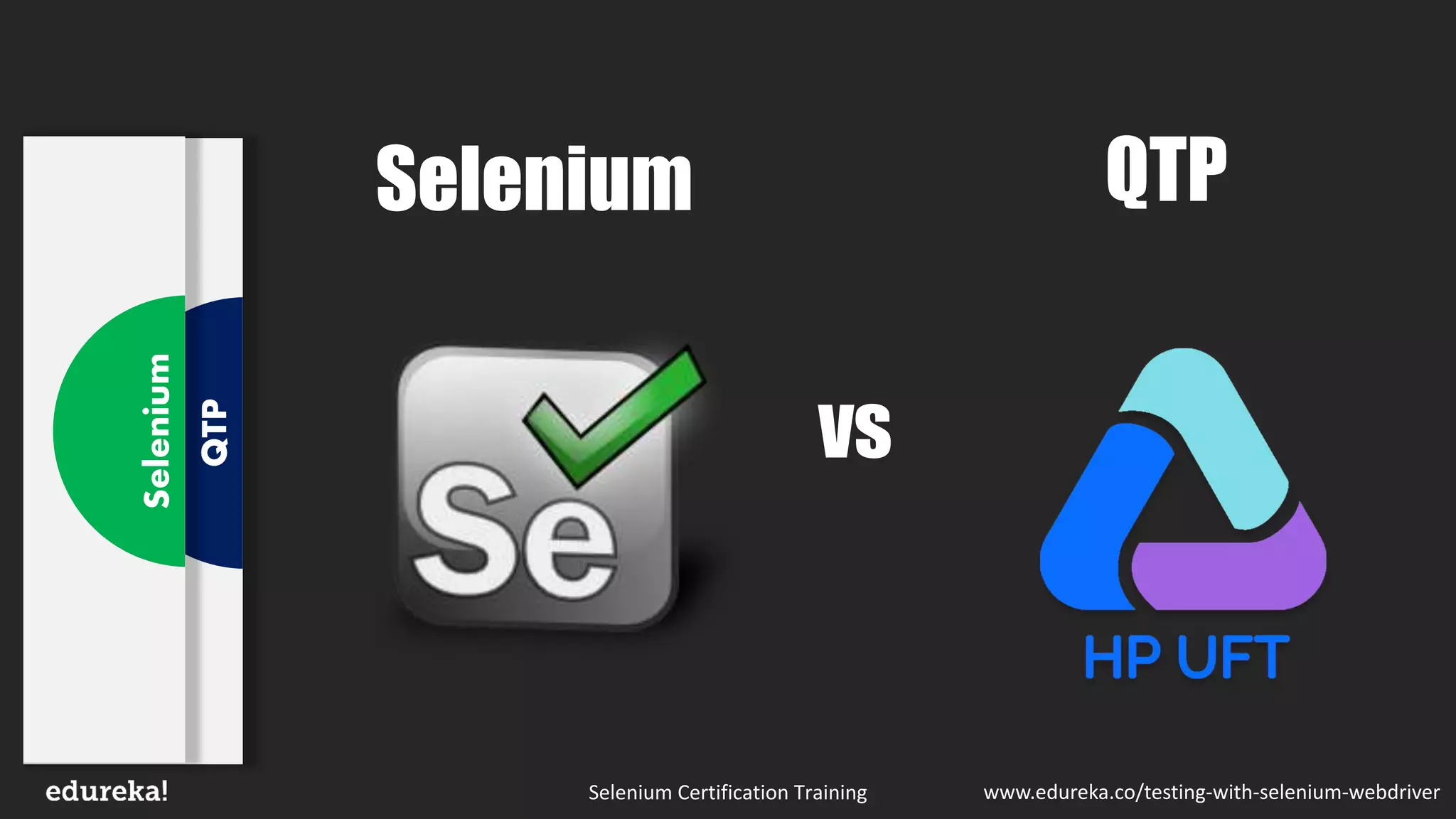 Selenium Certification Training www.edureka.co/testing-with-selenium-webdriver
vs
QTP
Selenium
QTPSelenium
 