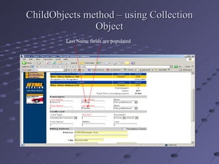 ChildObjects method – using Collection Object Last Name fields are populated 