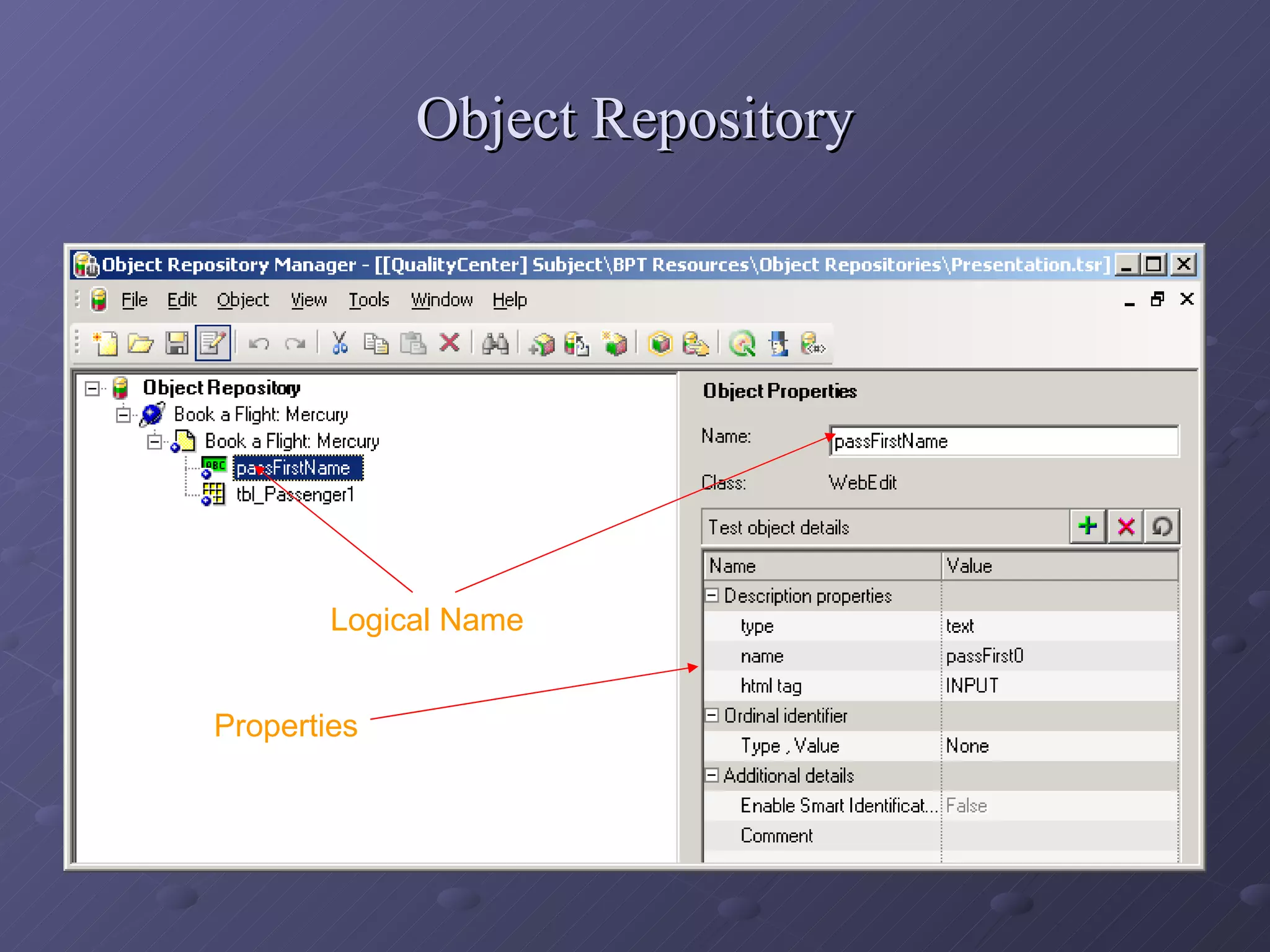 Object Repository Logical   Name Properties 
