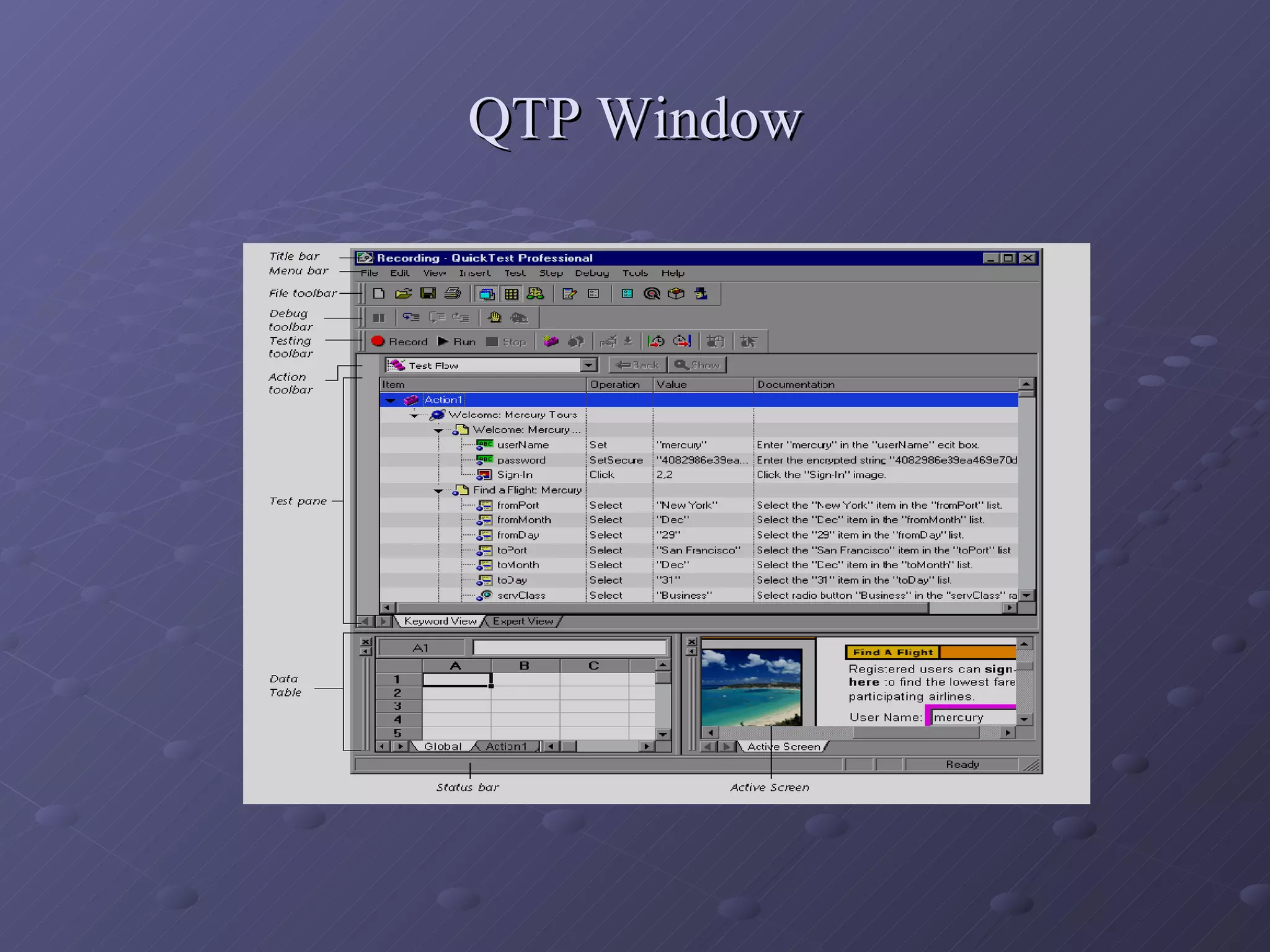 QTP Window 