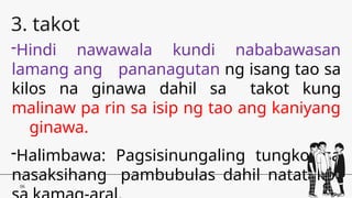 Takot Example Edukasyon sa Pagpapakatao 10 quarter 2 week 3-4pptx | PPTX