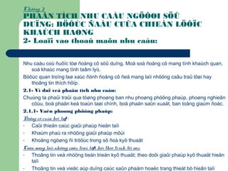 Chöông 3:
PHAÂN TÍCH NHU CAÀU NGÖÔØI SÖÛ
DUÏNG: BÖÔÙC ÑAÀU CUÛA CHIEÁN LÖÔÏC
KHAÙCH HAØNG
2- Loaïi vaø thoaû maõn nhu caàu:
Nhu caàu coù ñuôïc töø ñoäng cô söû duïng. Moä soá ñoäng cô mang tính khaùch quan,
soá khaùc mang tính taâm lyù.
Böôùc quan troïng laø xaùc ñònh ñoäng cô ñeå mang laïi nhöõng caâu traû lôøi hay
thoâng tin thích hôïp.
2.1- Ví duï veà phaân tích nhu caàu:
Chuùng ta phaûi traûi qua töøng phoøng ban nhu phoøng phöông phaùp, phoøng nghieân
cöùu, boä phaän keá toaùn taøi chính, boä phaän saûn xuaát, ban toång giaùm ñoác.
2.1.1- Vaên phoøng phöông phaùp:
Ñoäng cô cuûa hoï laø :
- Caûi thieän caùc giaûi phaùp hieän taïi
- Khaùm phaù ra nhöõng giaûi phaùp môùi
- Khoâng ngöøng ñi tröôùc trong sô ñoà kyõ thuaät
Caàn mang laïi nhöõng caâu traû lôøi hoï theo trình töï sau:
- Thoâng tin veà nhöõng tieán trieån kyõ thuaät; theo doõi giaûi phaùp kyõ thuaät hieän
taïi
- Thoâng tin veà vieäc aùp duïng caùc saûn phaåm hoaëc trang thieát bò hieân taïi
 