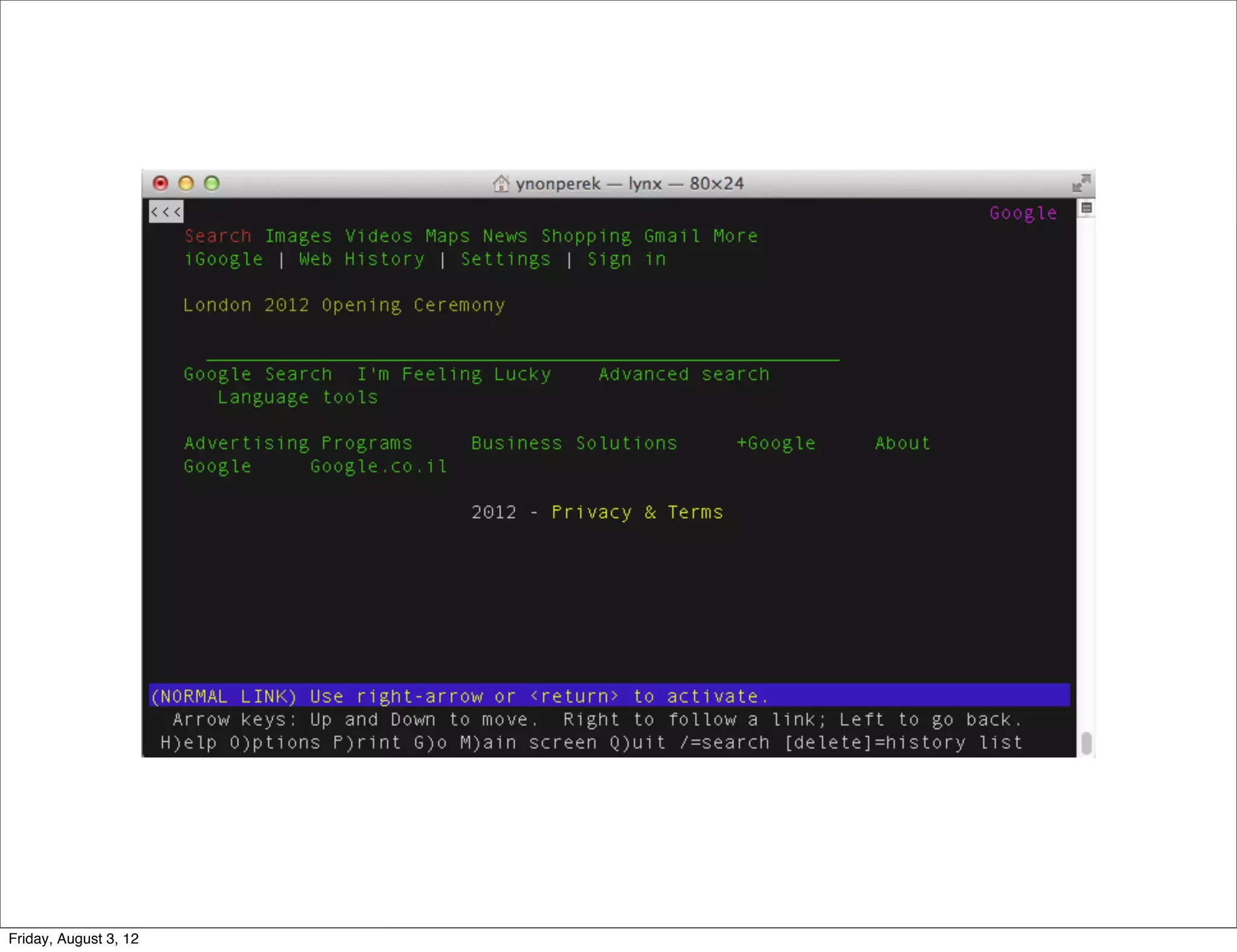 Friday, August 3, 12
 