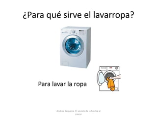 ¿Para qué sirve el lavarropa?
Para lavar la ropa
Andrea Sequeira. El sonido de la hierba al
crecer