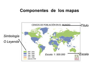 Componentes  de  los mapas Título Escala: 1: 500.000 Escala Simbología O Leyenda 
