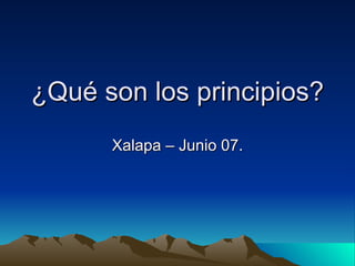 ¿Qué son los principios? Xalapa – Junio 07. 