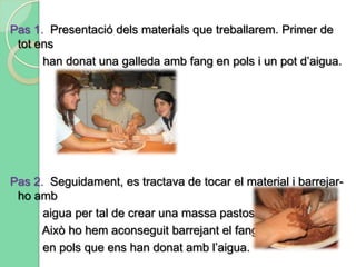 Pas 3.  Intentar posar tots els tamborets, un a sobre de l’altre,           en forma de piràmide, trobant un punt on l’equilibri                  ens ajudés a que aquesta estructura s’aguanti dreta.