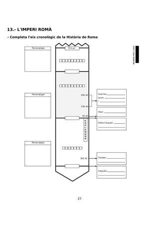 27
13.- L'IMPERI ROMÀ
- Completa l'eix cronològic de la Història de Roma
 