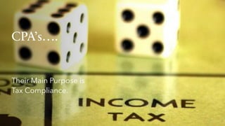 CPA’s….
Their Main Purpose is
Tax Compliance.
 