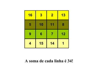A soma de cada linha é  34! 