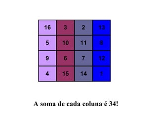 A soma de cada coluna é 34! 