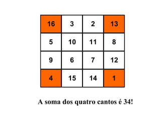 A soma dos quatro cantos é  34! 