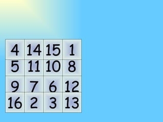 11 10 7 6 14 15 2 3 5 9 4 16 8 12 1 13 