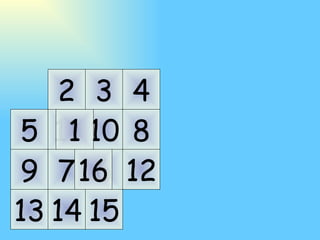 5 9 13 2 6 10 14 3 7 11 15 4 8 12 16 1 