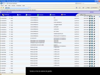 Versão on line do sistema de gestão.
 