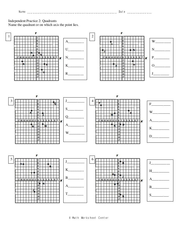 Quadrant Worksheet