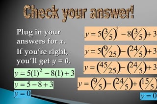 Solving quadratic equation by quadratic formula | PPT