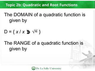 Quadratic and Root Functions PPT for grade 11 | PPTX
