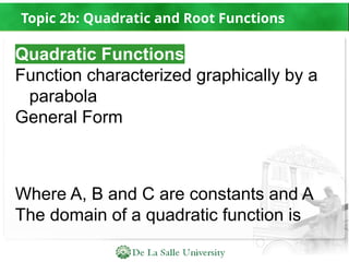 Quadratic and Root Functions PPT for grade 11 | PPTX