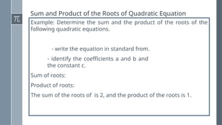 Sum Of The Roots Grade 9 Mathematics: Quadratic equation.pptx