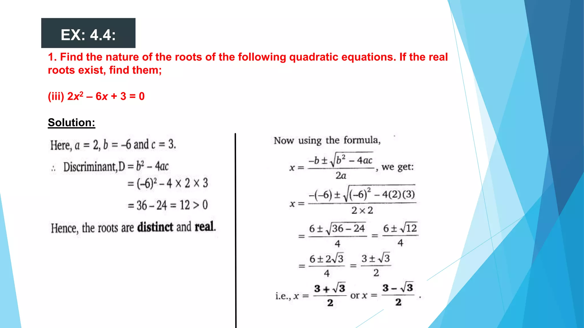 Quadratic equations class 10 | PPTX