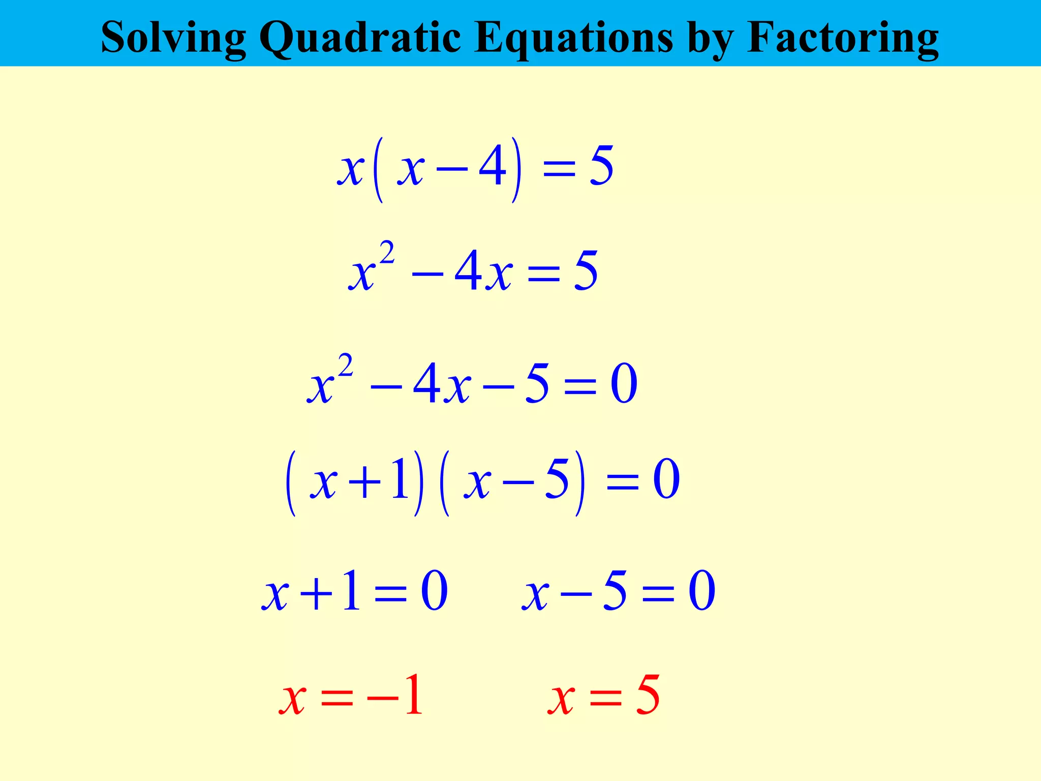 Quadratic equations that factorise | PPT