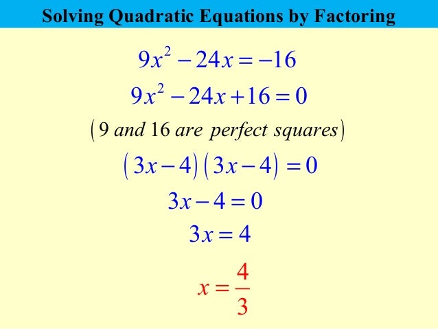 Quadratic Equations That Factorise
