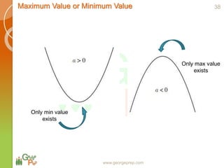 www.georgeprep.com
Maximum Value or Minimum Value
Only min value
exists
Only max value
exists
38
 