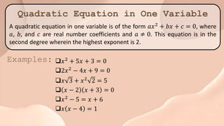 Quadratic Equations in One Variables.pptx