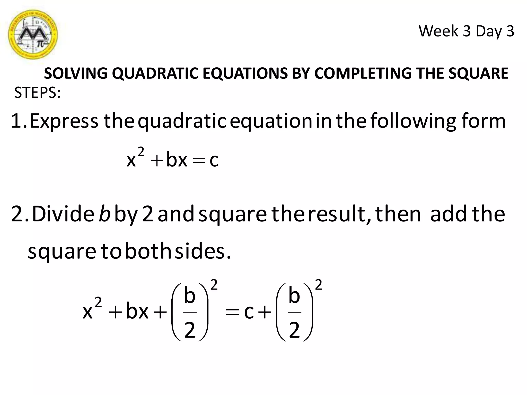  solution by square root method
